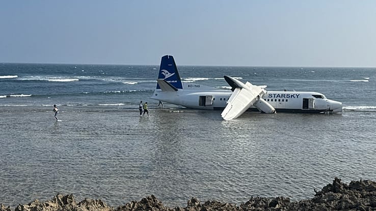 Somali Passenger Plane Veers Off Runway into Ocean During Emergency Landing, All 55 Escape Unhurt